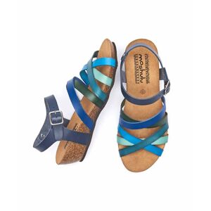 Blue Wedged Cork Footbed Sandals   Size 4   Zilla Moshulu - 4