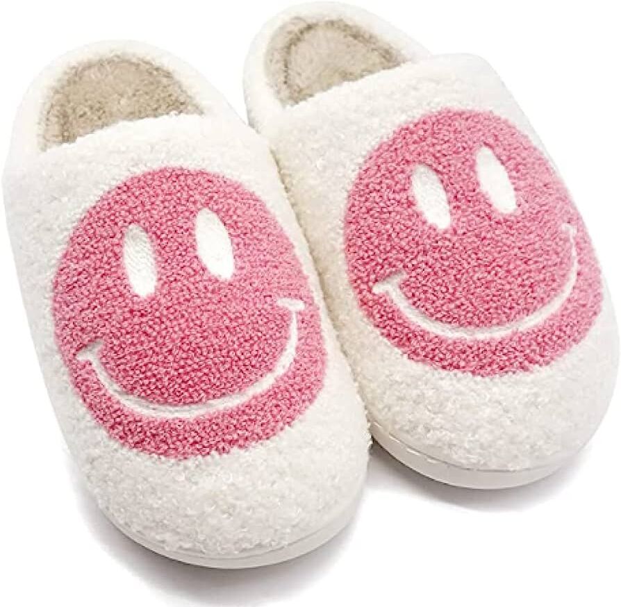 Spoiled Brat Smiley Face Slippers as seen on Victoria Beckham Pink S/M