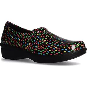 Easy Street Easy Works by Easy Street Tiffany Women's Slip-Resistant Clogs, Size: 8 Wide, Black Neon Raindrops