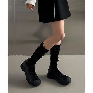 SIMPLY MOOD Lace-Up Tall Sock Boots  - Footware