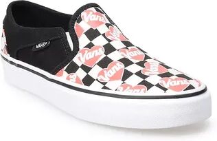 Vans Asher Checkerboard Women's Slip-On Shoes, Size: Medium (8.5), Black