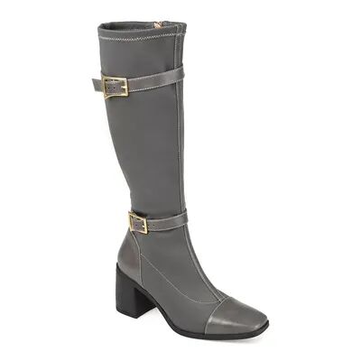 Journee Collection Gaibree Women's Buckle Knee-High Boots, Size: 11 W XWc, Grey