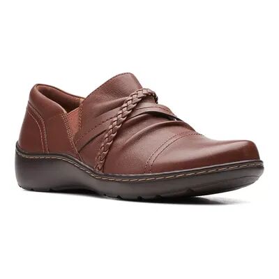 Clarks Cora Braid Women's Leather Slip-On Shoes, Size: 6 Wide, Brown
