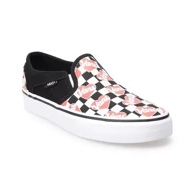Vans Asher Checkerboard Women's Slip-On Shoes, Size: Medium (7), Black