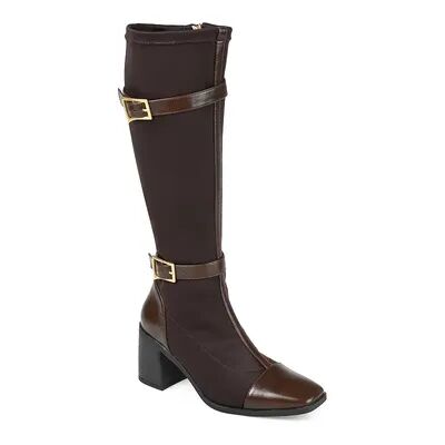 Journee Collection Gaibree Women's Buckle Knee-High Boots, Size: 11 W XWc, Dark Brown