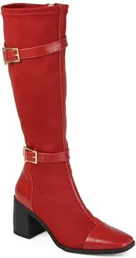 Journee Collection Gaibree Women's Buckle Knee-High Boots, Size: 11 W XWc, Red