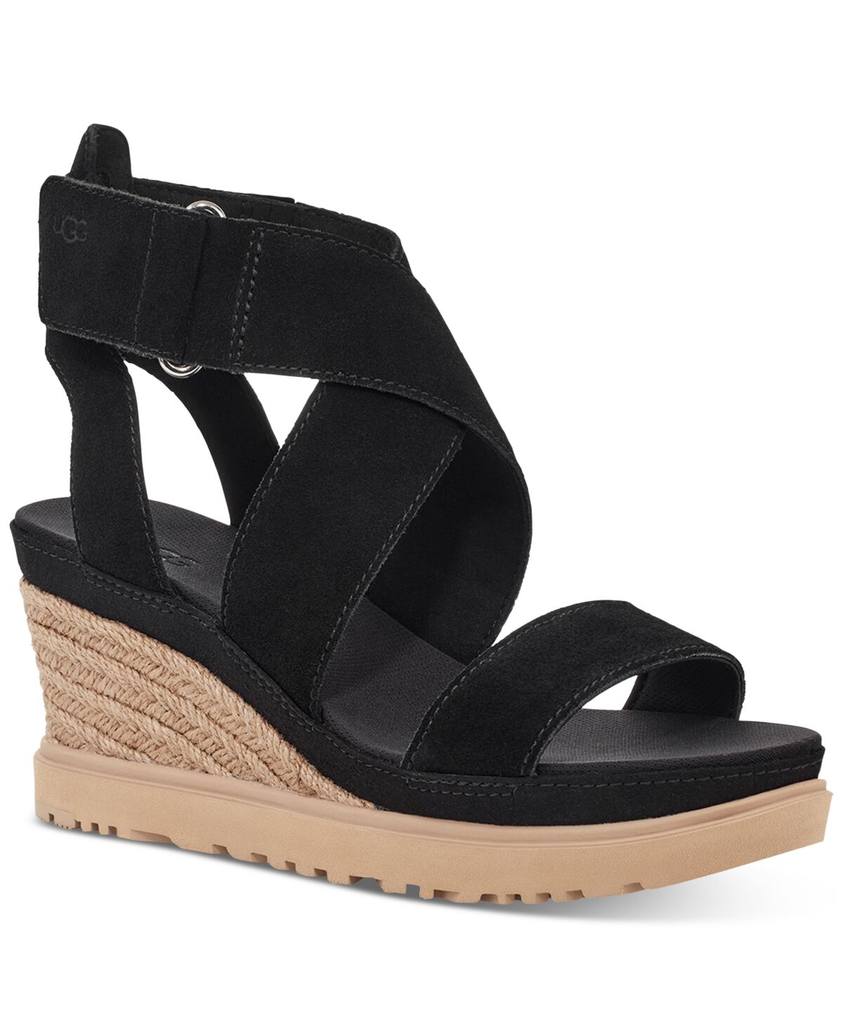 Ugg Women's Ileana Ankle-Strap Espadrille Platform Wedge Sandals - Black