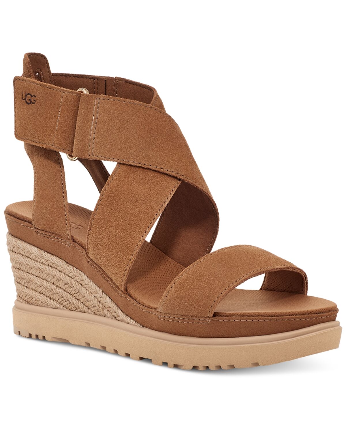 Ugg Women's Ileana Ankle-Strap Espadrille Platform Wedge Sandals - Chestnut