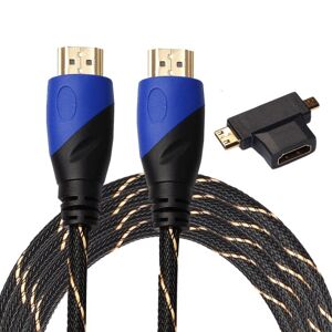 Shoppo Marte 3m HDMI 1.4 Version 1080P Woven Net Line Blue Black Head HDMI Male to HDMI Male Audio Video Connector Cable with Mini HDMI & Micro HDMI & HDMI 3 in 1