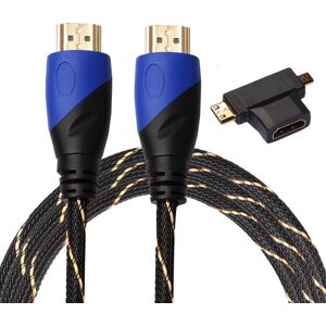 Shoppo Marte 1.8m HDMI 1.4 Version 1080P Woven Net Line Blue Black Head HDMI Male to HDMI Male Audio Video Connector Cable with Mini HDMI & Micro HDMI & HDMI 3 in