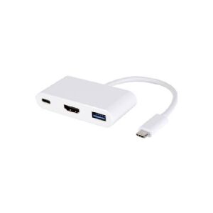 MICROCONNECT USB C han til USB 3.0 hun, HDMI 1,4 hun, USB 3.1 hun adapter, længde 20 cm, farve: hvid