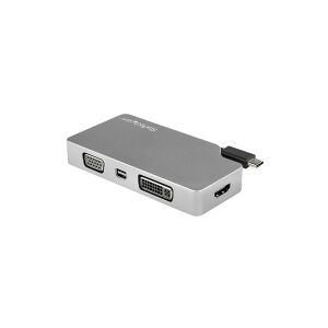 StarTech.com USB C Multiport Video Adapter with HDMI, VGA, Mini DisplayPort or DVI, USB Type C Monitor Adapter to HDMI 1.4 or mDP 1.2 (4K), VGA or DVI (1080p), Space Gray Aluminum Adapter - 4-in-1 USB-C Converter (CDPVDHDMDPSG) - Ekstern videoadapter - US