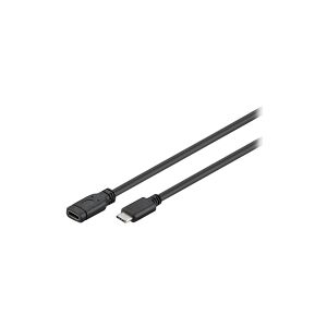 MICROCONNECT USB forlængerkabel, USB 3.1 C han til USB 3.1 C hun, længde 1 meter, farve: sort