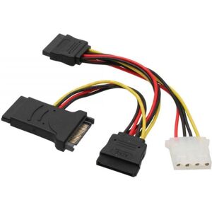 Sata Strøm Adapter - 2 X 15-Pin Hun + 4-Pin Molex Hun