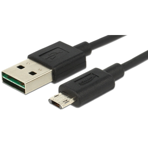 DeLOCK Dual Easy Usb 2.0 Kabel - Usb-A / Micro-B - Sort - 1 M