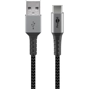 Goobay Textile Usb-A/usb-C Kabel - Sølv - 2 M