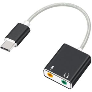 Usb-C 3.1 Headset Adapterkabel - Mikrofon + Lyd - Sort