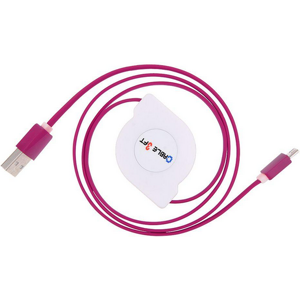 Micro-B / Usb-A Oprullelig Usb Kabel - Pink - 1 Meter