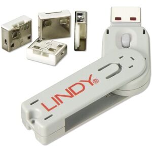 Lindy Usb-A Pc Port Blocker -  4 Låse / 1 Nøgle - Hvid