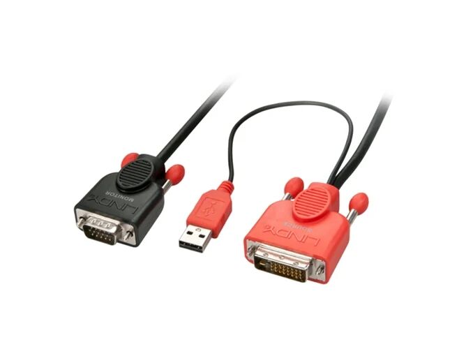 LINDY Adaptador LINDY 41432 VGA (D-Sub) DVI-D + USB Negro, Rojo 3m