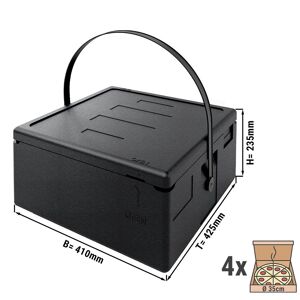 GGM Gastro - Thermobox Boîte de livraison pour coursiers Polibox incl. boîte a pizza - 100 litres Noir