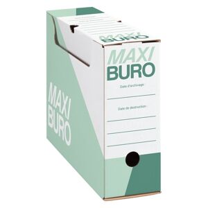 Maxiburo Boîte à archives verte dos 10 cm Maxiburo - Lot de 20 Noir