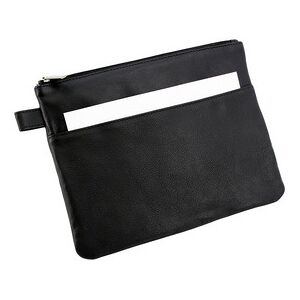 Alassio Sac de banque avec poche avant, cuir, noir