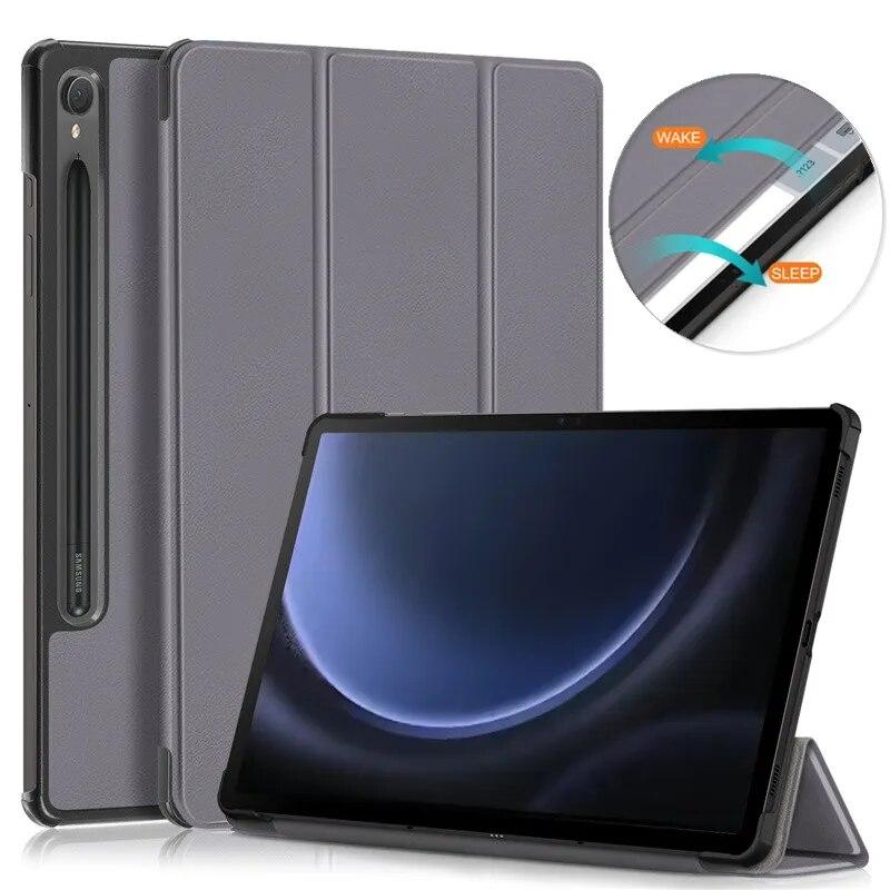 Étui en cuir pour tablette pour Samsung Galaxy Tab S9 FE Cover 10,9 pouces 2023 Support intelligent magnétique pour Galaxy Tab S9plus A9 plus Case SM-X510 X516B