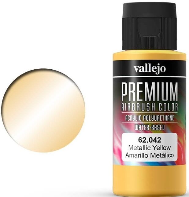 Vallejo Premium Metallic Yellow 60ml Premium Airbrush Color - Metallic
