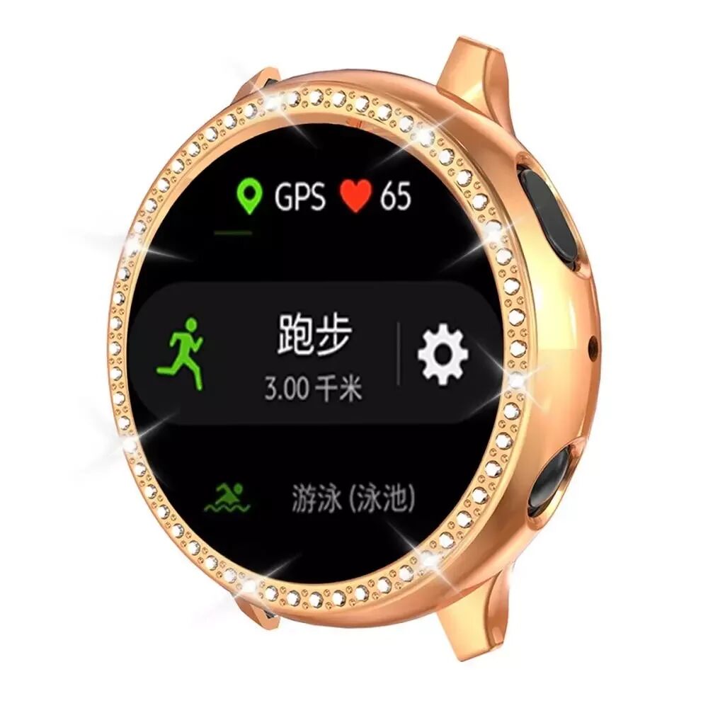 INCOVER Samsung Galaxy Watch Active 2 (44mm) Plastdeksel m. Pyntestein - Rose Gold