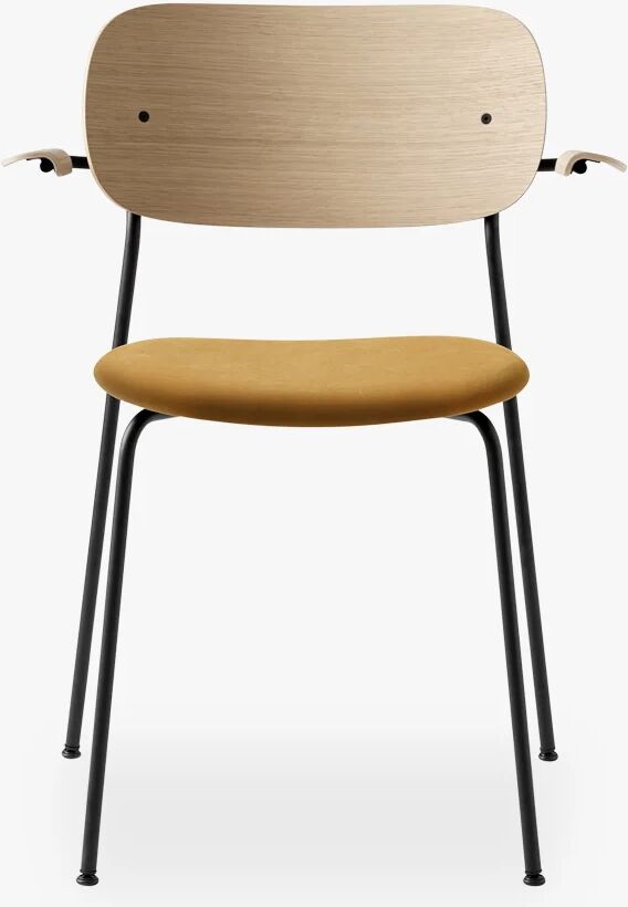 Menu Co Chair Dining - Svart stålbunn, City fløyel CA7832 / 060 / Natural Oak Back, med / Arms, skum: CAL 117