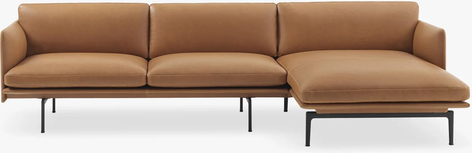 Muuto Skissere Sofa-Chaise Lounge-Høyre, Silke, Skinn-Cognac