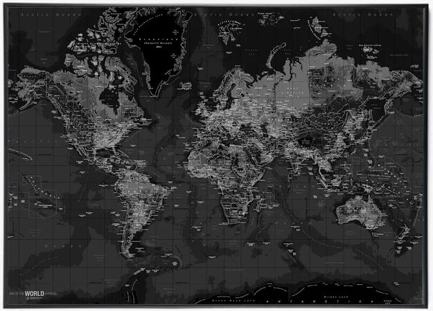 Incado Worldmap Canvas, H115, Dark