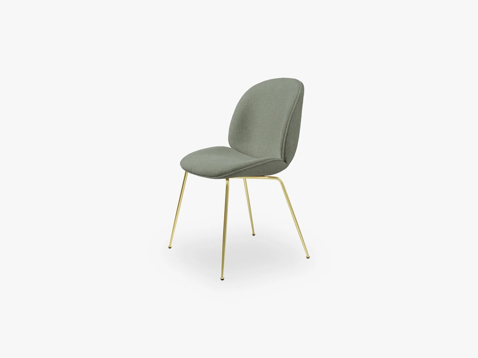 GUBI Bille Dining Chair (Fullt), Messing Semi Matt, Grp, 02, Lys Bouclé, GUBI (012)