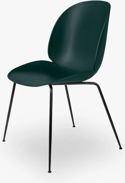 GUBI Bille Dining Chair-Fn - -stoppede Ikpsoniske Sort base, Grønt skall