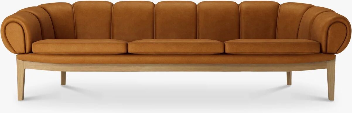 GUBI Croissant Fullt Upholstered Sofa 3 seter, Skinn / Eik/Chamois