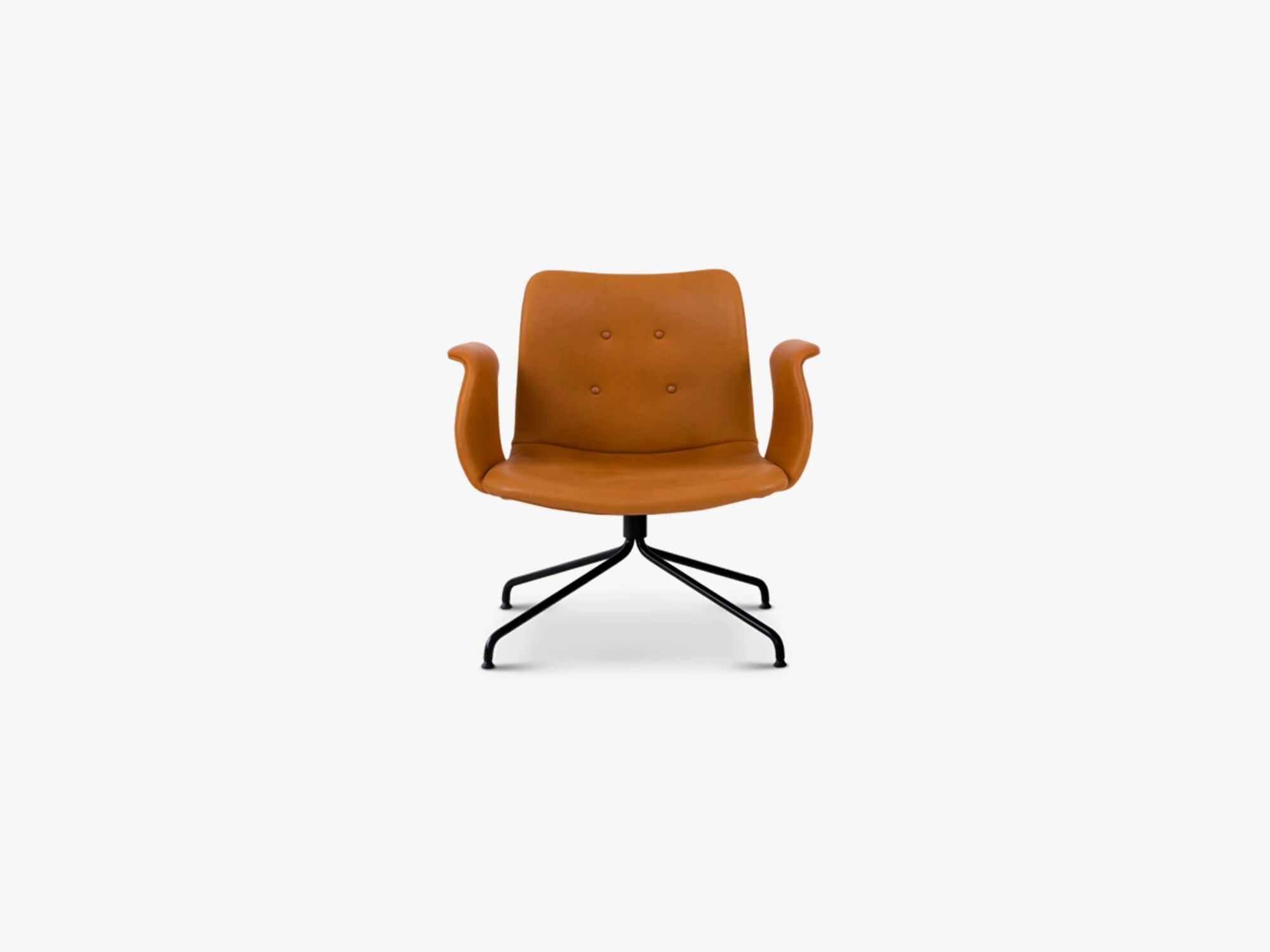 Bent Hansen Primum Lounge Chair med arm, svarte ben, Adrian, Cognac