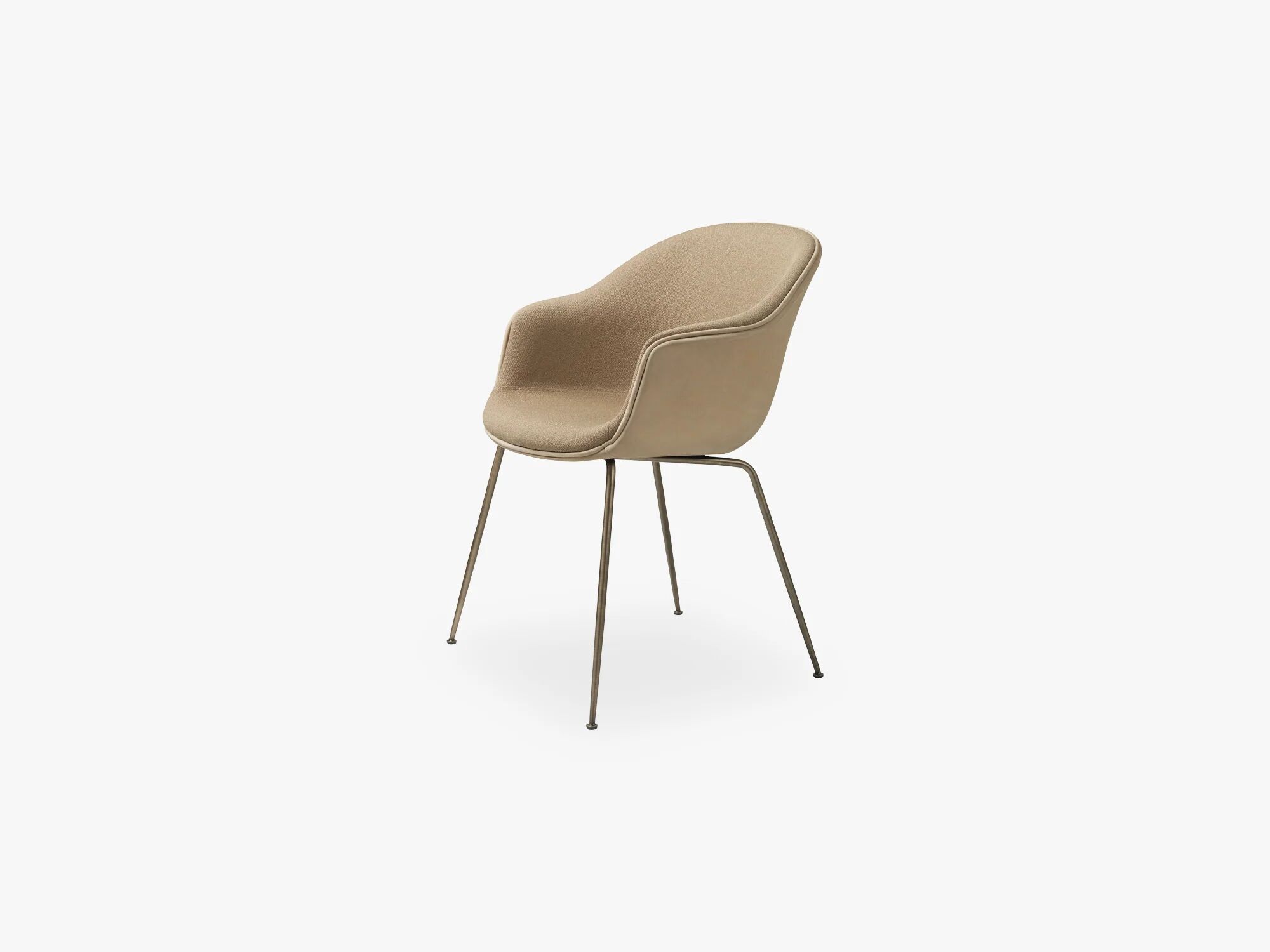 GUBI Bat Dining Chair - Helpolstret - Antikk messing, stoff foran Vidar (333) + rygg Sinneskinn