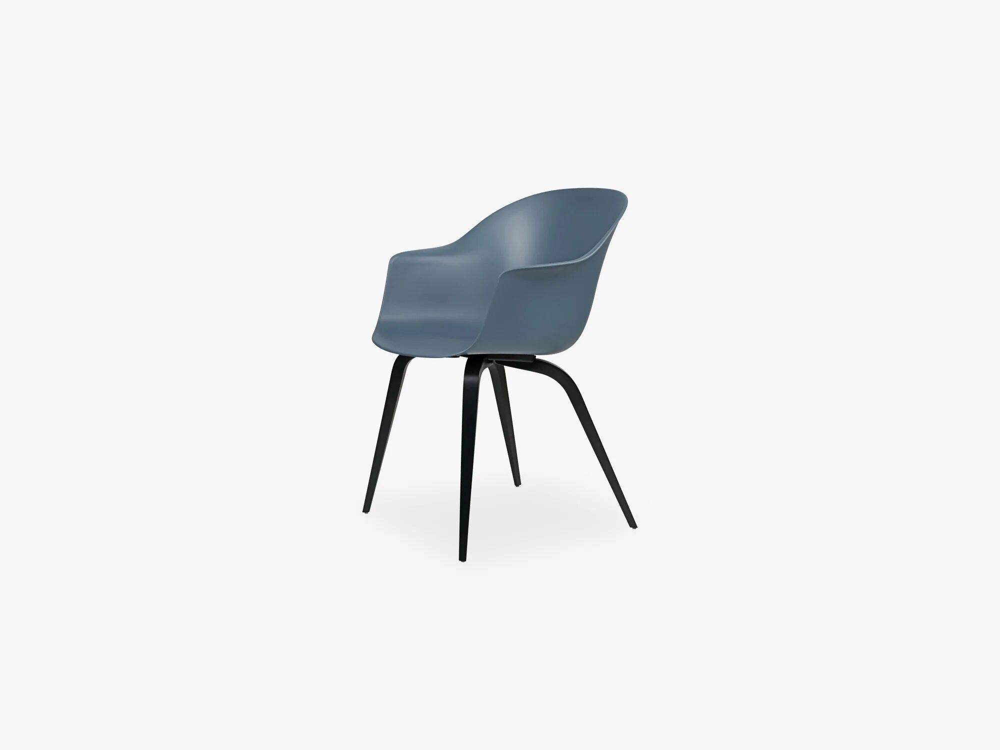 GUBI Bat Dining Chair - Skal m Wood base - Black Stained Beech Semi Matt, Smoke Blue