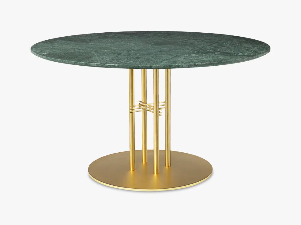 GUBI TS Kolonne-Spisebord-Dia 130 Messing base, marmor grønn topp