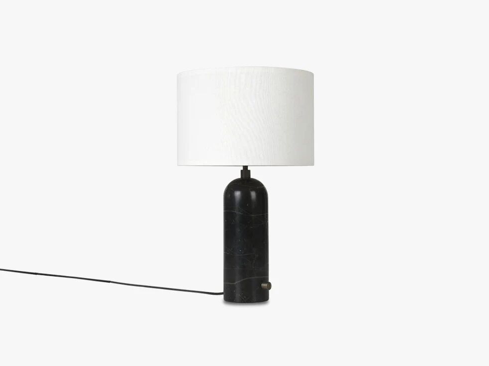 GUBI Gravity Bordlampe Liten - Sort marmorbunn, Hvit nyanse