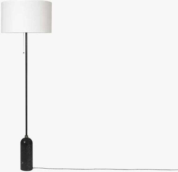 GUBI Gravity Floor Lamp - Svart marmorbunn, hvit nyanse