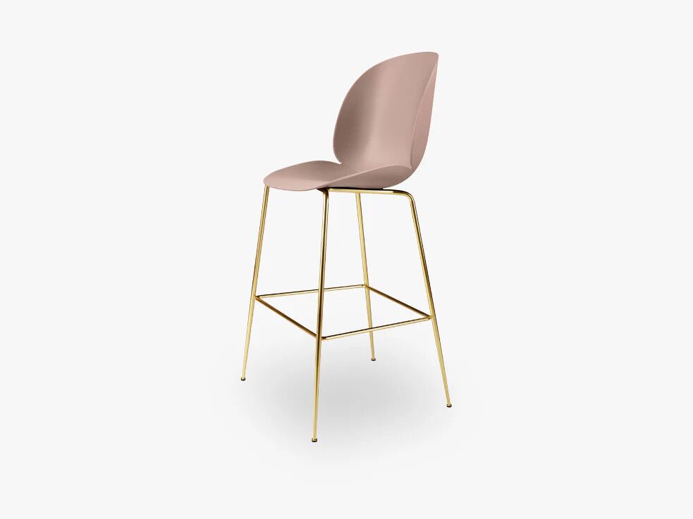 GUBI Beetle Bar Chair - Ubetrukket - 74 cm Conic Messing base, Sweet Pink shell