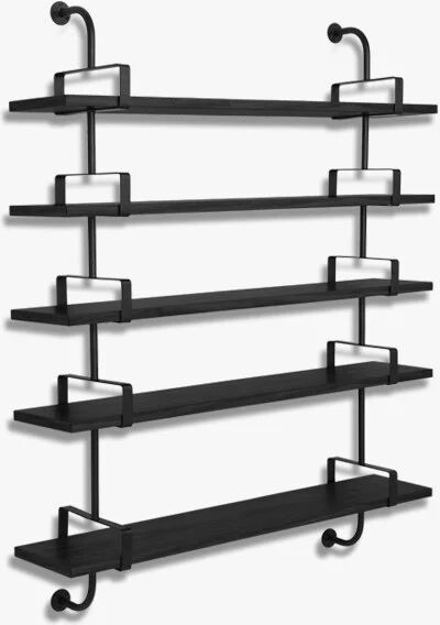 GUBI Démon Hylle - 2 braketter - 155 cm 5 hyller, svartbeiset askeskall