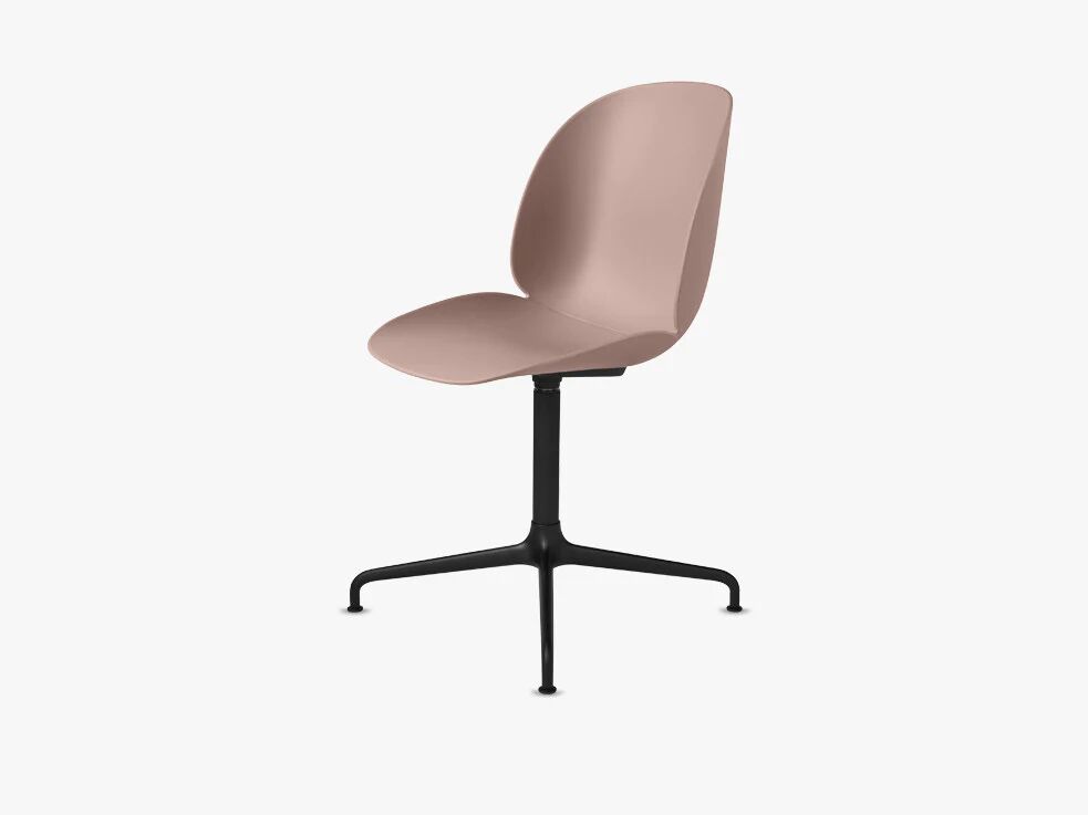 GUBI Beetle Dining Chair - Un-upholstered Casted Swivel base Black, Sweet Pink shell
