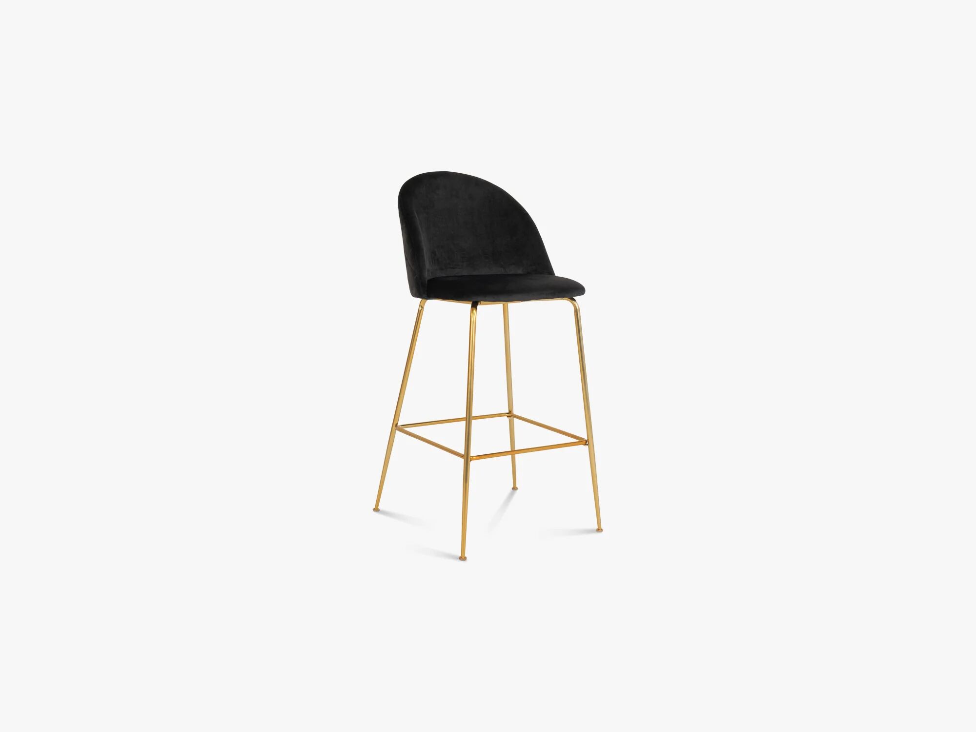 Nordic Essentials Lausanne Bar Chair 2pcs, svart velour med ben i messing utseendet