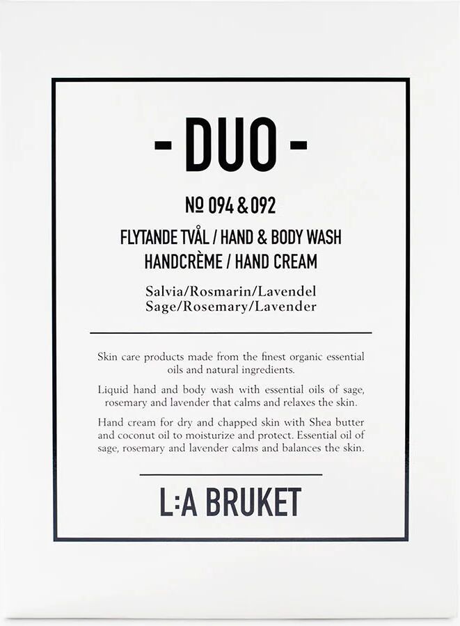 L:A Bruket Duo-kit Flytende Såpe Hånd Krem Sage / Rosmarin / Lavendel