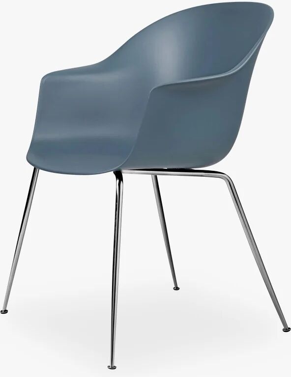 GUBI Bat Dining Chair-Shell m Ikpsoniske base-Chrome, Blå Røyk