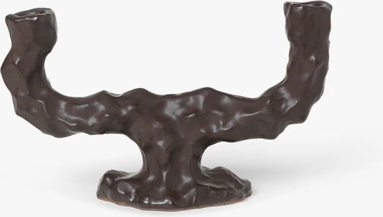 Ferm Living Ditto Candle Holder - Dobbel, Dark Brown