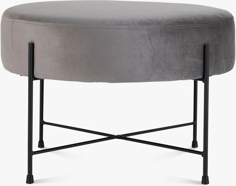 Nordic Essentials Sandby Pouf, Grå Velour med Black Ben